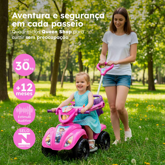 Quadriciclo Kendy Dog Menino 1 a 3 Anos - Até 30kg Carro Passeio Menino - Ajuste Altura e Profundidade