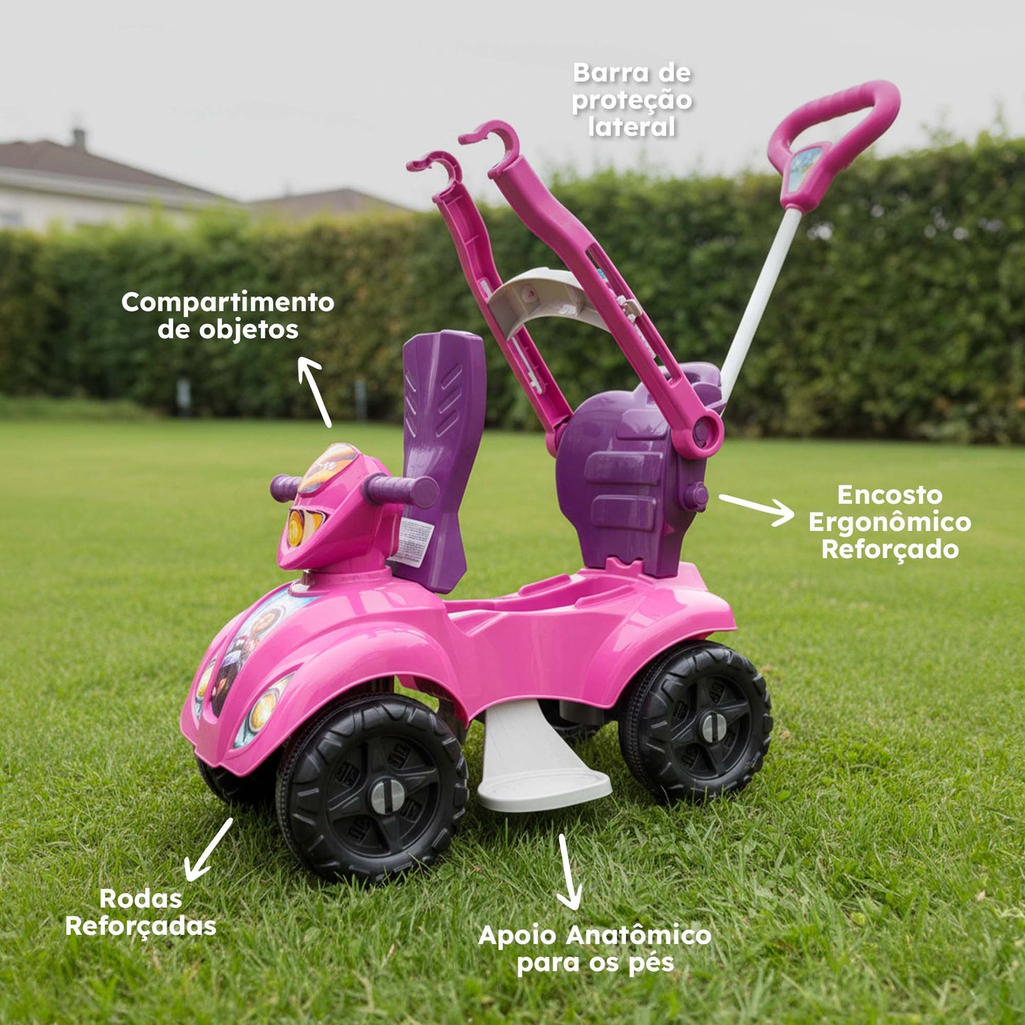 Quadriciclo Kendy Dog Menino 1 a 3 Anos - Até 30kg Carro Passeio Menino - Ajuste Altura e Profundidade