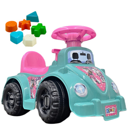 Andador Quadriciclo Infantil Menina Tiffany - Com Buzina, Volante, porta-objetos, 6 pçs Geométricas Educativas - Certificado Inmetro