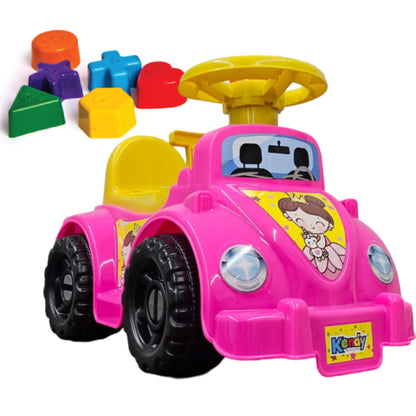 Ketokinha - Andador Grande, Vira-Volante , Peças Geométricas, Buzina - Rosa Princesa - Certificado Inmetro! Quadriclo Motoca
