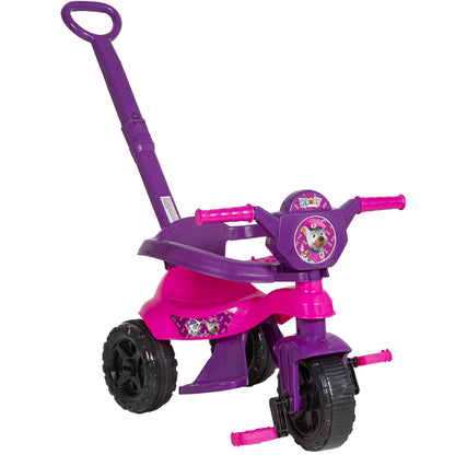 Triciclo Infantil Menina Completo Rosa Roxo C/Pedal, Empurrador e Proteção, Inmetro Velotrol, Velocípede, Motoca, Totoka