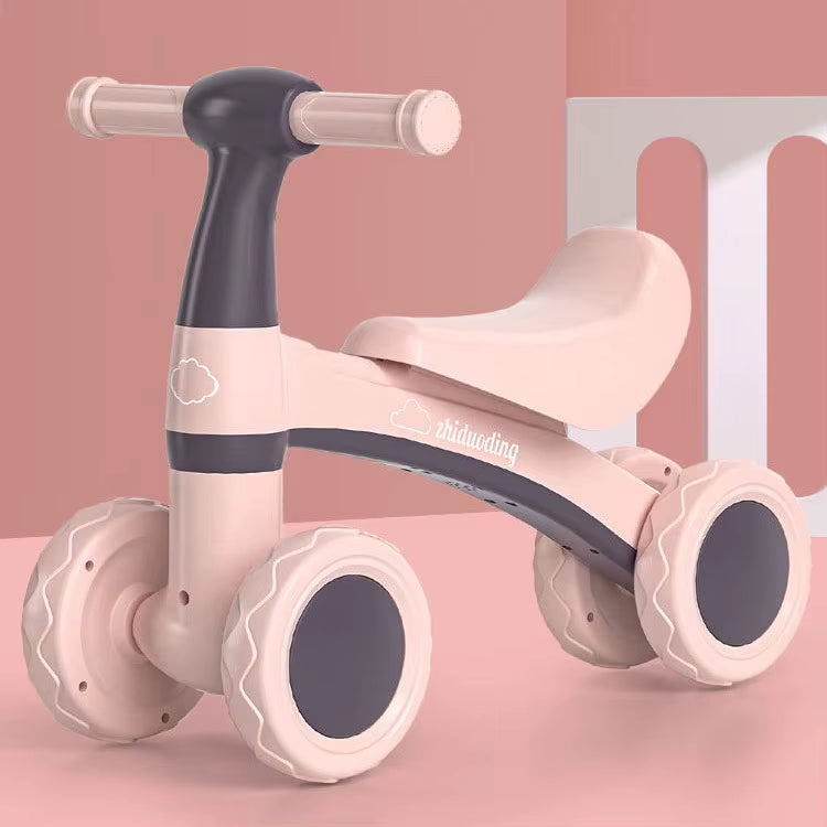 Andador Quadriciclo de Equilíbrio Rosa Menina Design Premium 4 Rodas Com Botão Musical