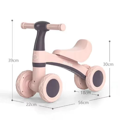 Andador Quadriciclo de Equilíbrio Rosa Menina Design Premium 4 Rodas Com Botão Musical