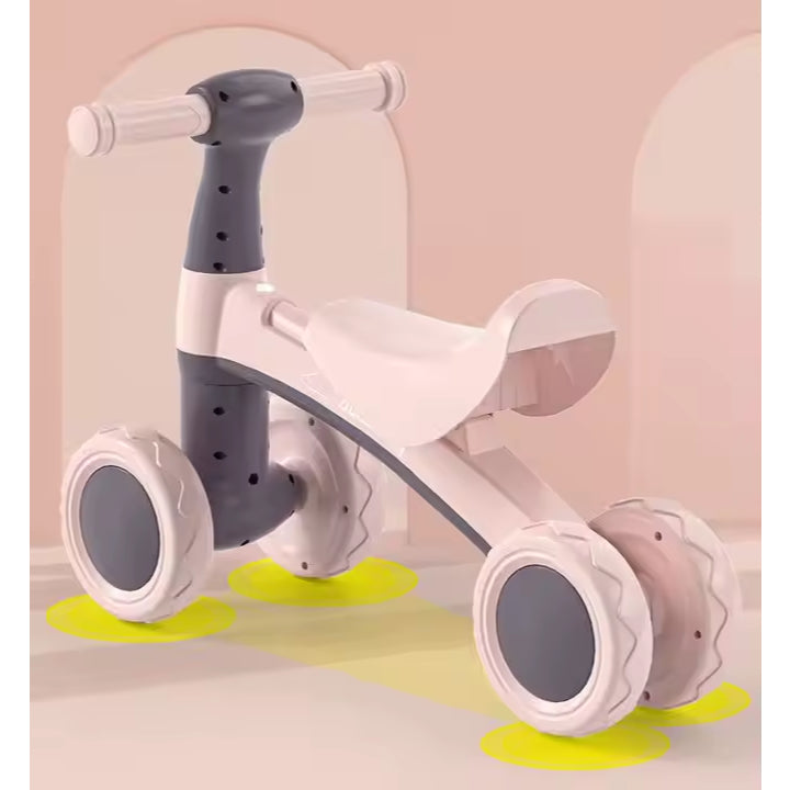 Andador Quadriciclo de Equilíbrio Rosa Menina Design Premium 4 Rodas Com Botão Musical