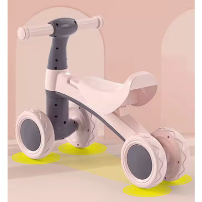 Andador Quadriciclo de Equilíbrio Rosa Menina Design Premium 4 Rodas Com Botão Musical