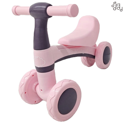Andador Quadriciclo de Equilíbrio Rosa Menina Design Premium 4 Rodas Com Botão Musical