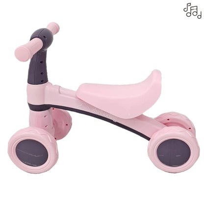 Andador Quadriciclo de Equilíbrio Rosa Menina Design Premium 4 Rodas Com Botão Musical