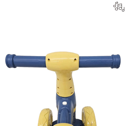 Quadriciclo Andador Equilibrio De 1 a 3 Anos Design Premium 4 Rodas Com Botão Musical - Balance Azul e Amarelo