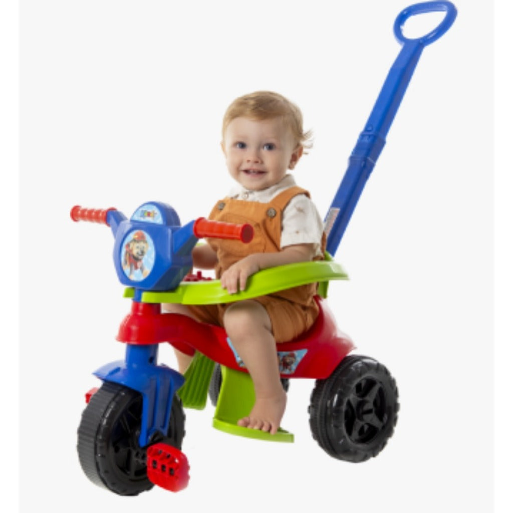 Triciclo Motoca Menino Completo C/ Empurrador, Protetor, Pedal e Certificação Inmetro - Uso de 1 a 3 anos