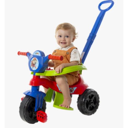 Triciclo Motoca Menino Completo C/ Empurrador, Protetor, Pedal e Certificação Inmetro - Uso de 1 a 3 anos
