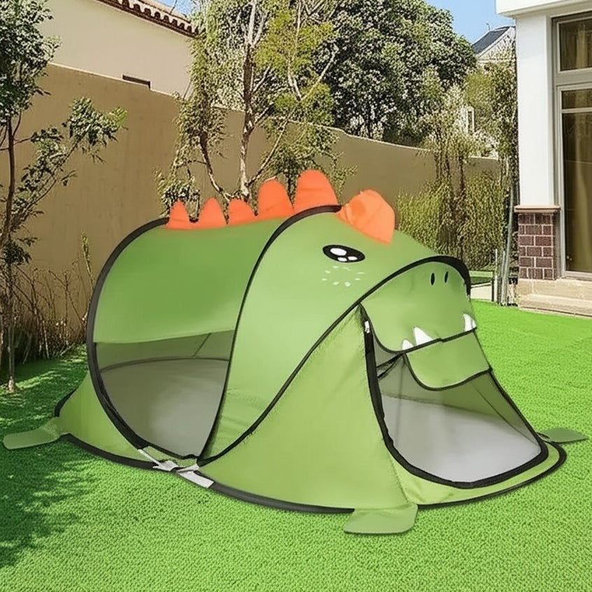 Barraca Infantil Verde de Dinossauro com Tecido de Alta Definição - Tenda de Poliéster de Última Geração Inmetro