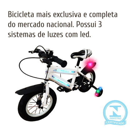 Bicicleta Infantil Masculina Aro 12' Cinza 2012 - Quadro em Aço com Luzes LED
