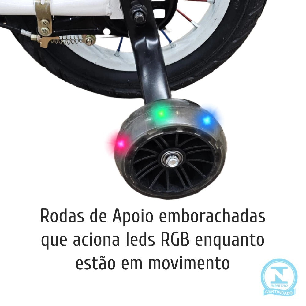 Bicicleta Infantil Masculina Aro 12' Cinza 2012 - Quadro em Aço com Luzes LED