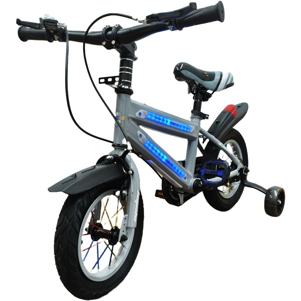 Bicicleta Infantil Masculina Aro 12' Cinza 2012 - Quadro em Aço com Luzes LED