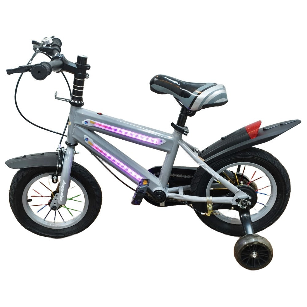 Bicicleta Infantil Masculina Aro 12' Cinza 2012 - Quadro em Aço com Luzes LED