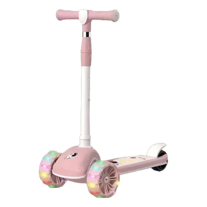 Patinete Premium Rosa Menina 4 a 10 anos - Até 80kg - Música, Luz e Roda Gel Led - 4 ajustes de Altura - Rolamento De Aço - Inmetro