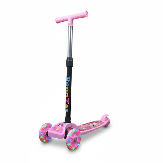 Patinete Menina Rosa Dobrável LED nas Rodinhas | Alumínio | +3 anos | Suporta até 25kg |Certificado Inmetro