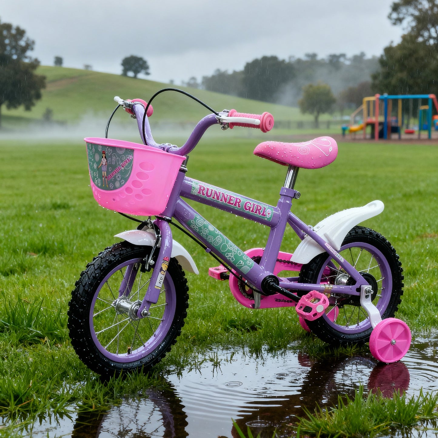 Bicicleta Aro 12 Aço - Altura Durabilidade - Modelo Force Bike Runner Girl - Pneu Automotivo - Freios V-Brakes - Inmetro