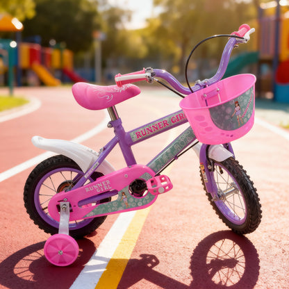 Bicicleta Aro 12 Aço - Altura Durabilidade - Modelo Force Bike Runner Girl - Pneu Automotivo - Freios V-Brakes - Inmetro
