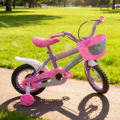 Bicicleta Aro 12 Aço - Altura Durabilidade - Modelo Force Bike Runner Girl - Pneu Automotivo - Freios V-Brakes - Inmetro