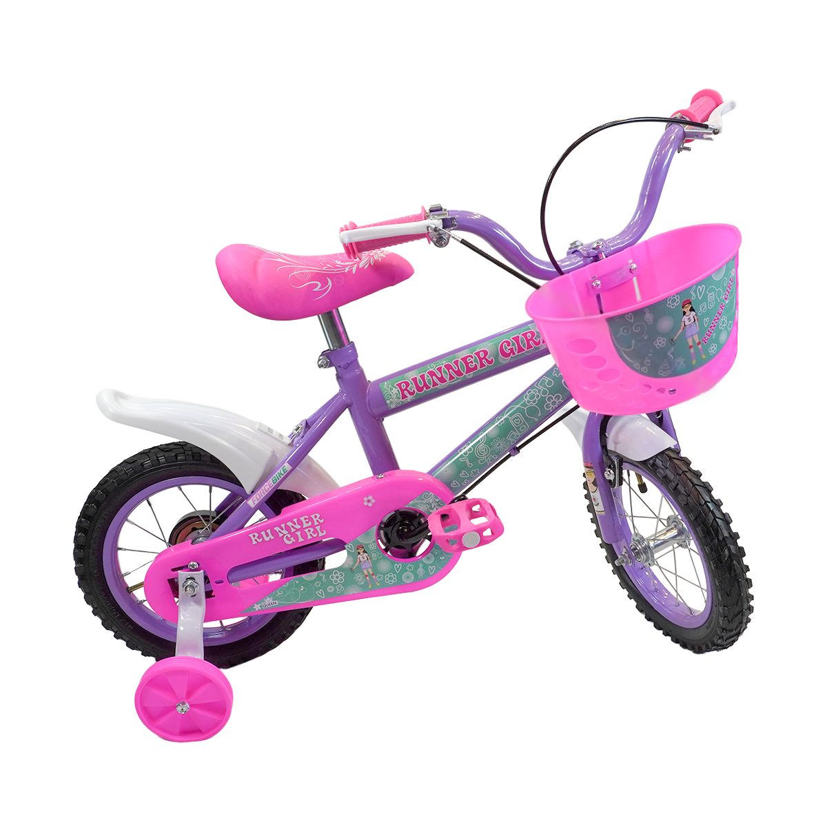 Bicicleta Aro 12 Aço - Altura Durabilidade - Modelo Force Bike Runner Girl - Pneu Automotivo - Freios V-Brakes - Inmetro