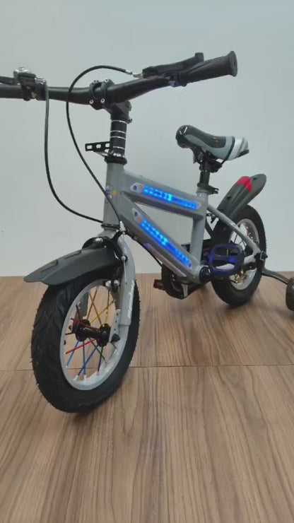 Bicicleta Infantil Masculina Aro 12' Cinza 2012 - Quadro em Aço com Luzes LED